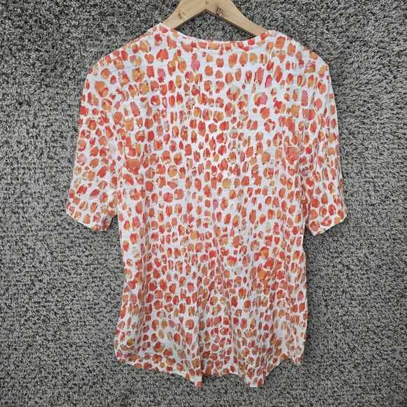 Chicos Top Womens 2 US Large Orange V Neck Slub Knit Short Sleeve Tee Casual - Picture 7 of 7